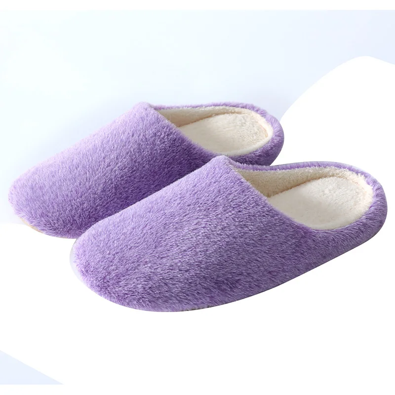 

Couple Velvet Suede Indoor Slippers Soft Soled Anti-Skid Slippers Plush Wool Warm Winter Fluff Slides, Solid color
