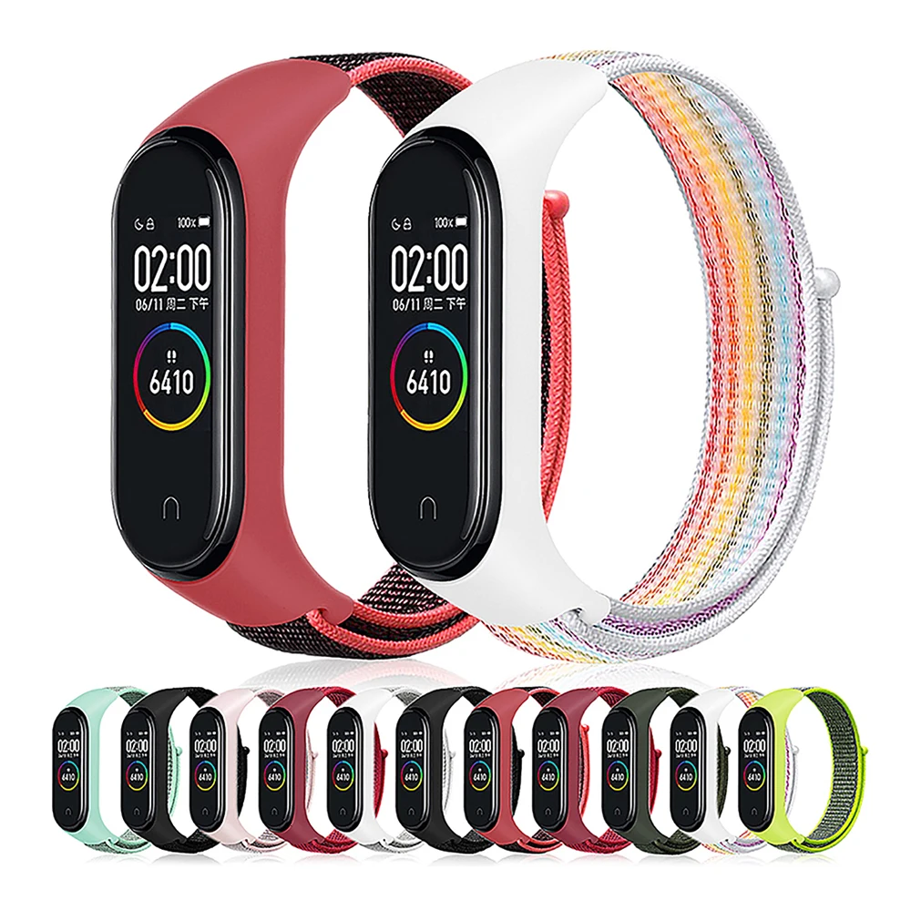 

IVANHOE Watch Band Strap For Xiaomi Miband3 4 Sport Wristband Breathable Strap Fashion Nylon Loop Replaceable Watch Bracelet, Multi-color optional or customized