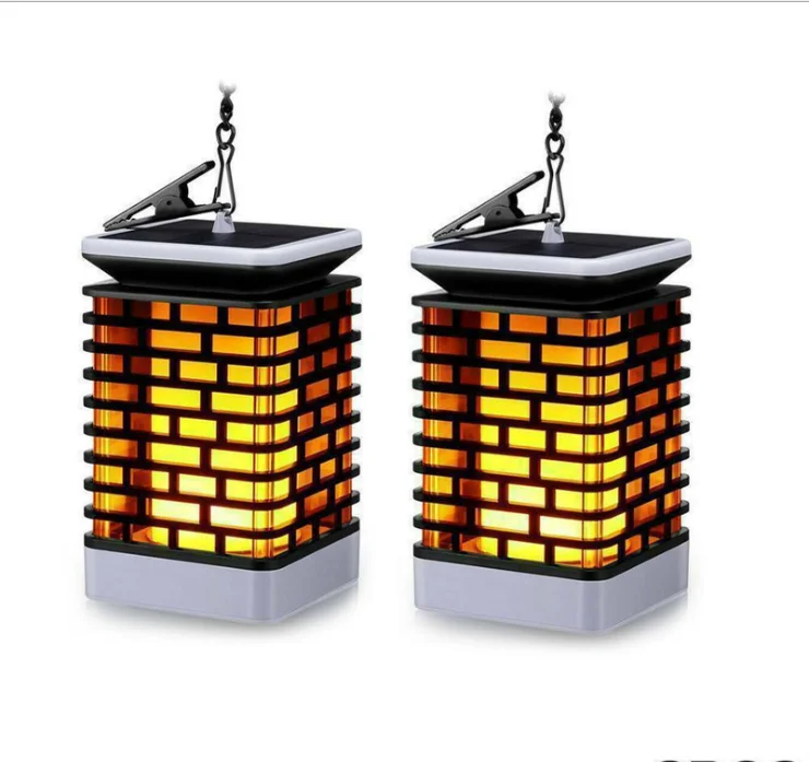 Outdoor Waterproof Garden Courtyard Solar Hanging Flame Lantern Lamp Landscape Lights LED