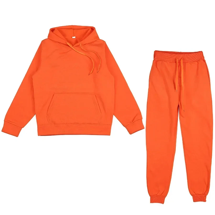 Streetwear Winter Oversized Track Suit Polyester/Cotton Blend Lined Quick-Dry Eco-Friendly 340g Hooded Jacket Jogging Set Men