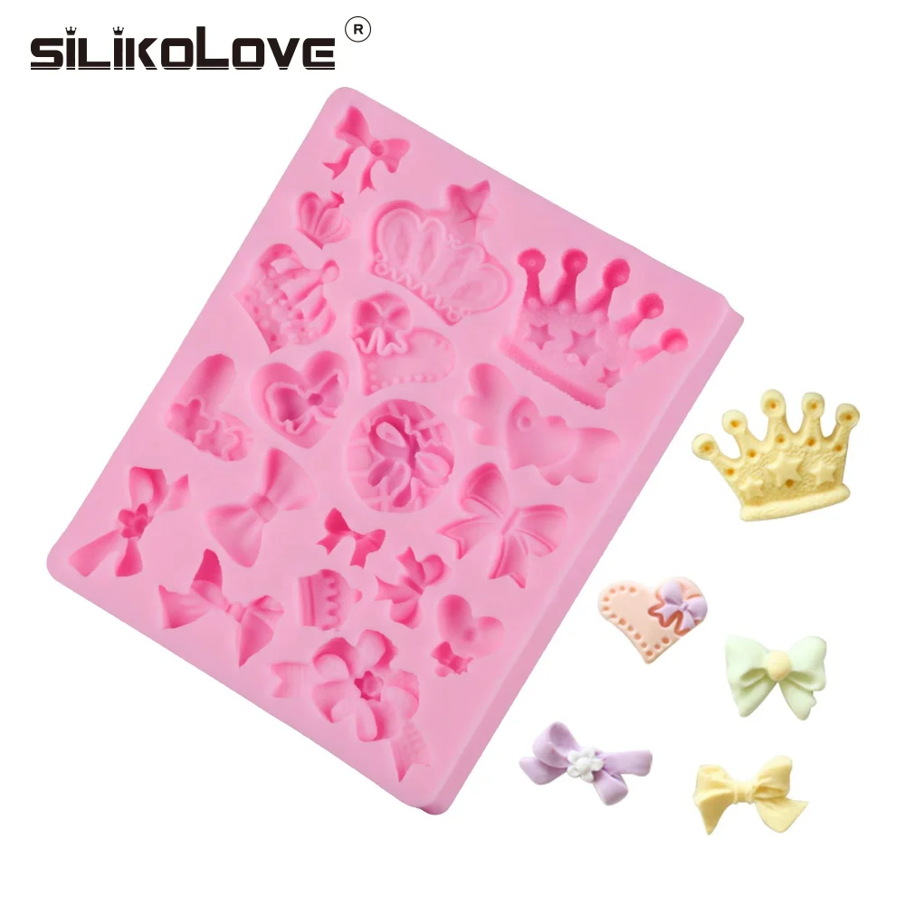 

Cartoon crown & bow tie silicone fondant cake mold cupcake jelly candy chocolate cake decoration baking tool moulds