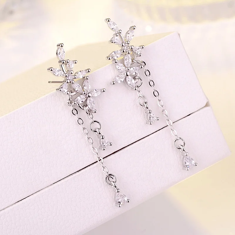 

Elegant Tassel Flower Earring For Women Chic Long Earrings Fashion Ladies Party Dangle Earrings