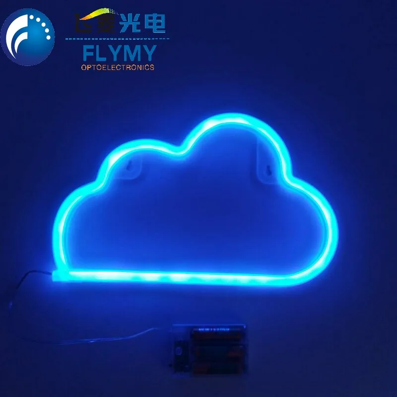 Plastic wall hanging LED cloud design neon night light sign for kids baby room holiday lighting