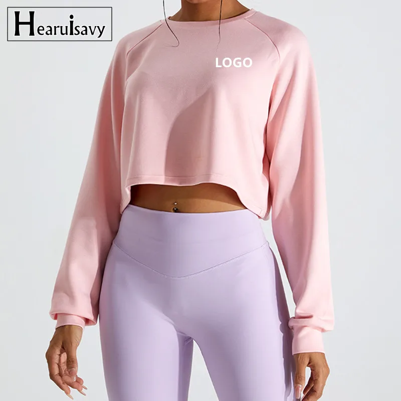 

Custom Women Work out Clothing Round Neck Loose Cotton Fitness Tops Ladies Long Sleeve Sports Yoga T-shirt Sweatshirt