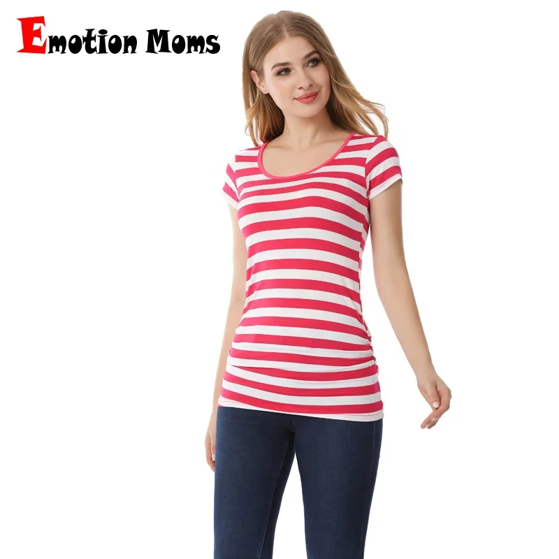 

CY450 Big size Maternity Clothes Soft/cool summer Pregnant Striped T shirt Women Cheap Maternal Wear S to XXXL