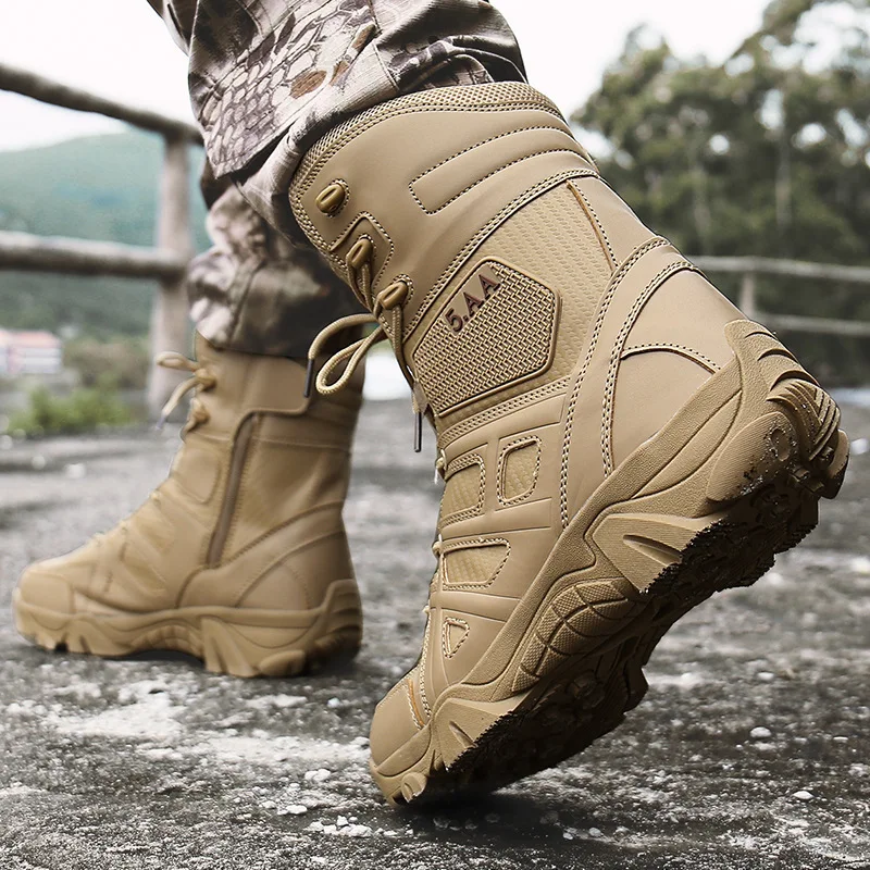 

High Quality Men Military Leather Boots Combat Winter Men Army Boots Outdoor Tactical Desert Shoes Men Ankle Safety Shoes