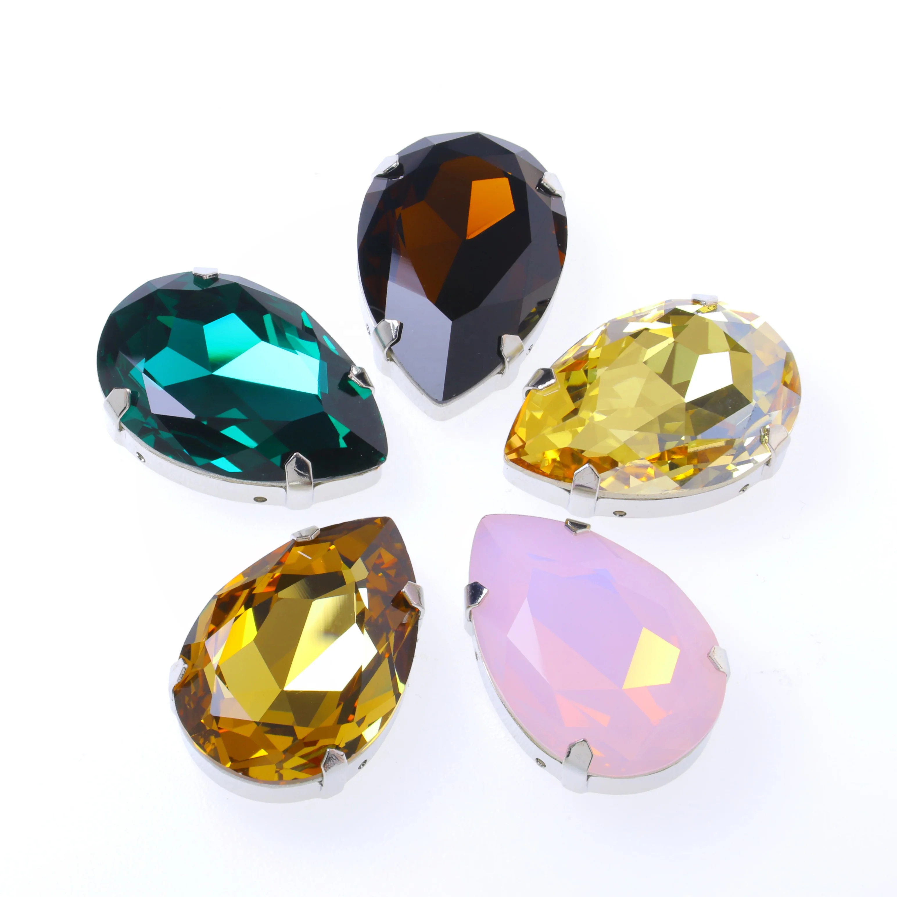 

Dongzhou Crystal Drop Crystal Stones with Metal Claw Sew on for Jewelry Making