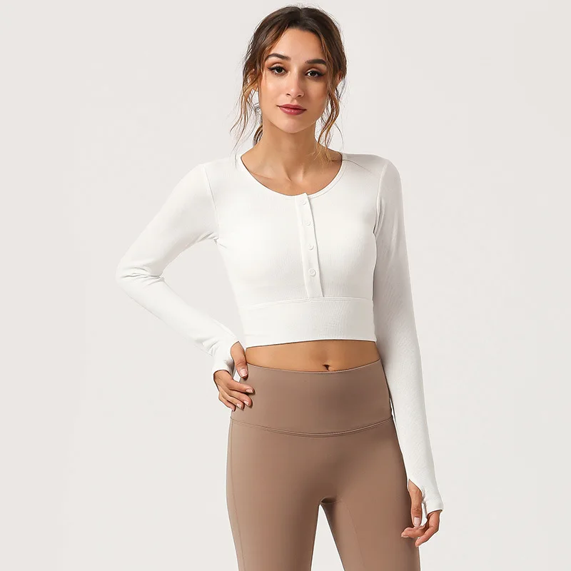 

Gym Crop Top Women Yoga Top Long Sleeve Sport Top Fitness Women Sport Shirt Workout Yoga Shirt Workout Clothes For Women Blouses