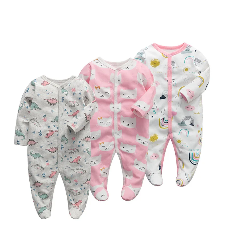 

Ropa Bebes Wholesale Cotton Clothes Winter Baby Jumpsuit Newborn Long Sleeve Baby Pajamas, As pictures