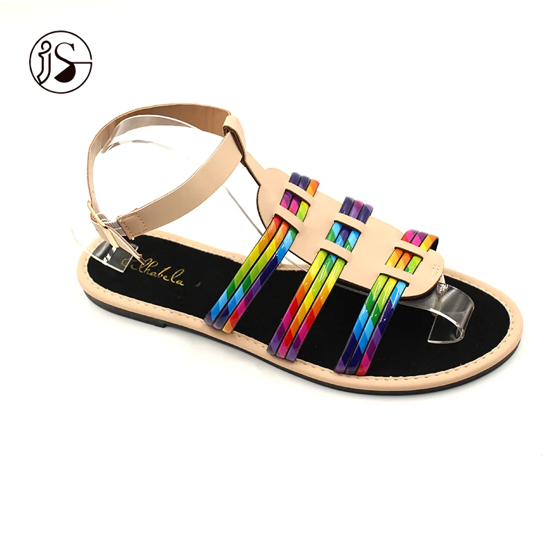 

Sandals for women and ladies upper colorful Anti-slip soft sole flat sandals, Picture