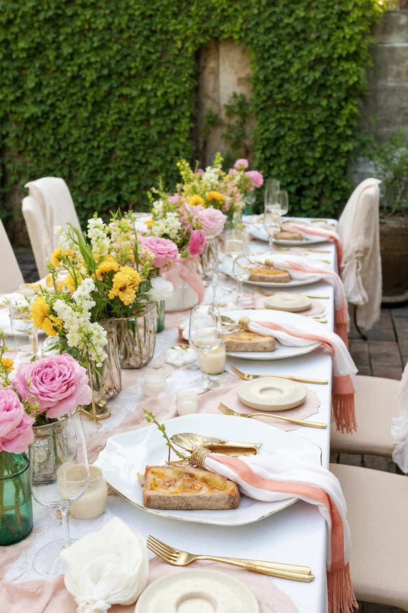 Stylish serving trays on an outdoor table