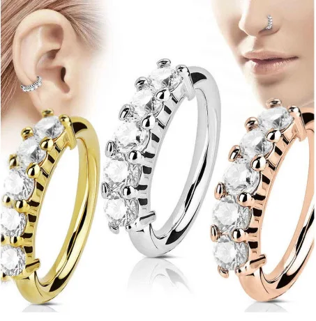 

RTS Rose Gold Piercing Jewelry CZ Huggie Hoop Earrings & Nose Button Rings for Women, Gold,steel,black,colorful