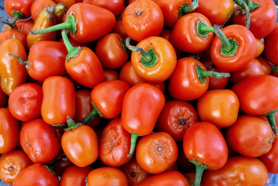 Fresh chiltepin peppers and roasted tomatoes arranged for desert pepper salsa preparation