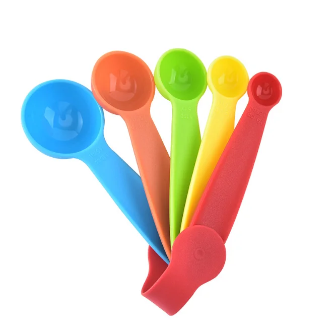 

Factory Wholesale 10pcs Kitchen Tools Colored Plastic Foldable Measuring Spoons And Measuring Cups Set For Powder, Colorful