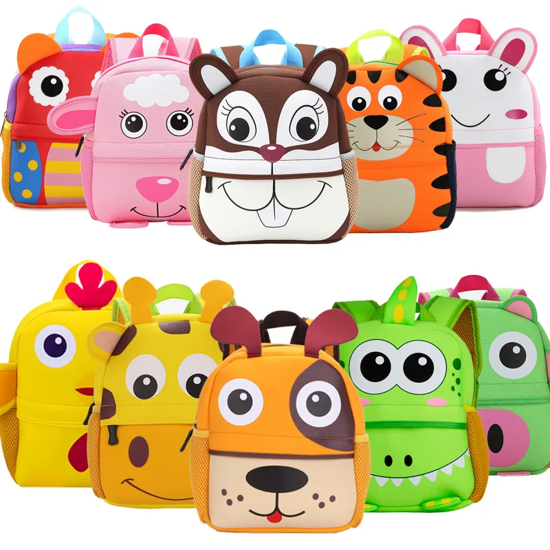 

Wholesale trendy 1-5 years old children backpack 3D cartoon animal baby cute backpacks plush kid backpack school bags for girls, Customized color