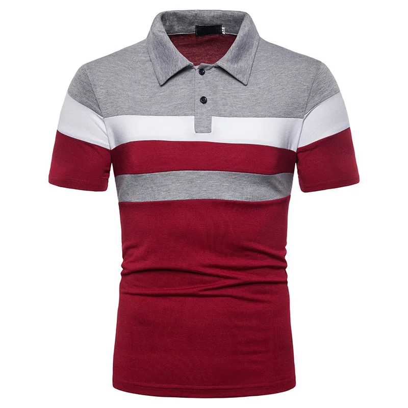 

2020 Hot sales men polo t shirts men striped t shirt slim fit t shirts for men, Black/red