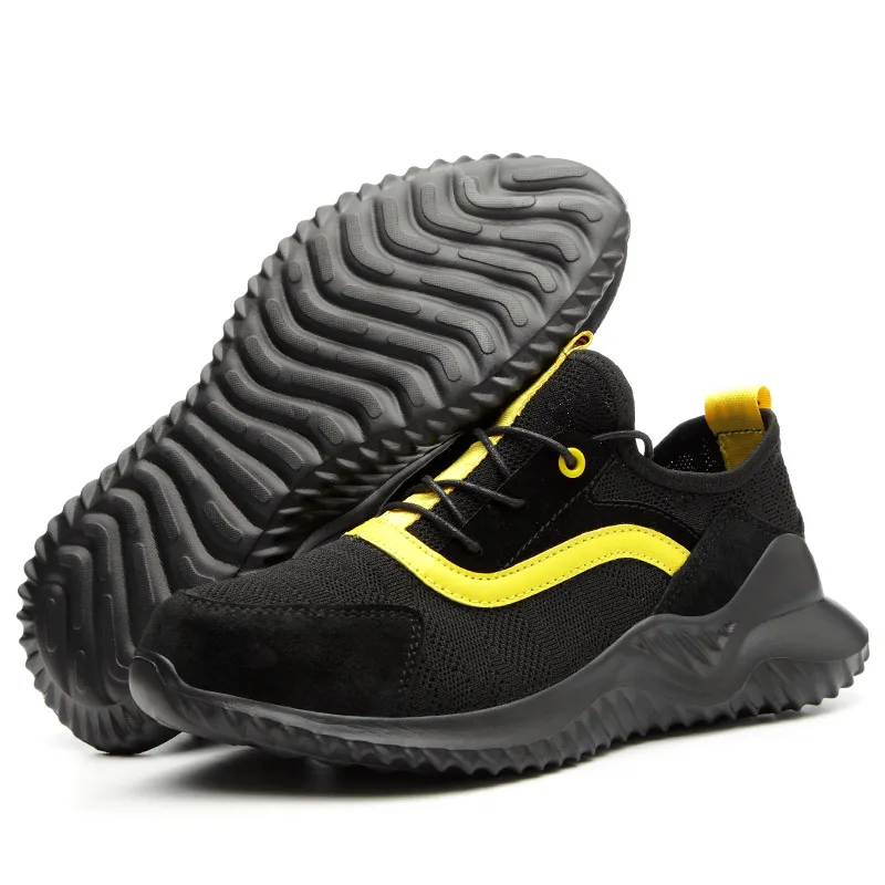 

Hot Selling Industrial Protective Fashion Breathable Work Boot Casual Trainers Steel Toe Safety Shoes for Men, Black,grey