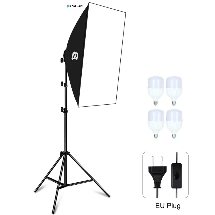 

Wholesale PULUZ 50x70cm Photo Studio Softbox Light Box 2m Tripod Mount 4 x E27 20W 5700K LED Light Bulb Photography Lighting Kit