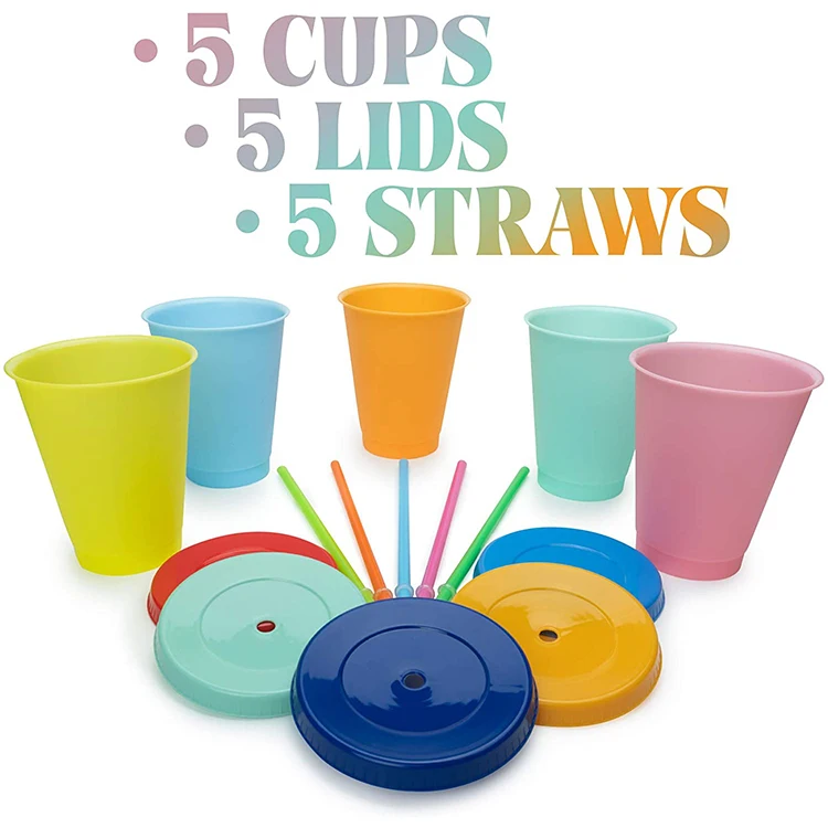 

2021 700ml Plastic Reusable Temperature Plastic Color Changing Tumbler With Straw Creative Mugs, 6 colors one set