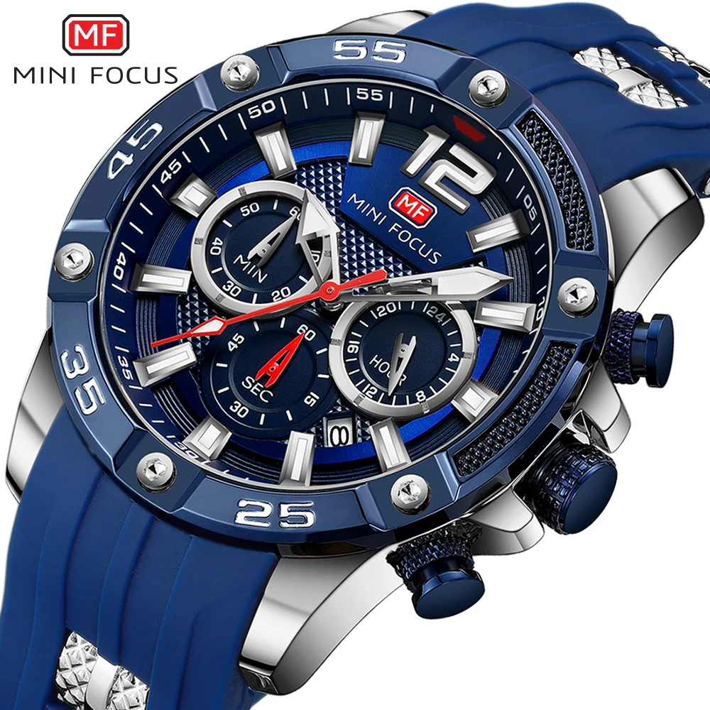 

Hot selling MINI FOCUS Branded Custom Luxury Reloj Silicone Strap Men Waterproof Military Chronograph Sports Men Watch