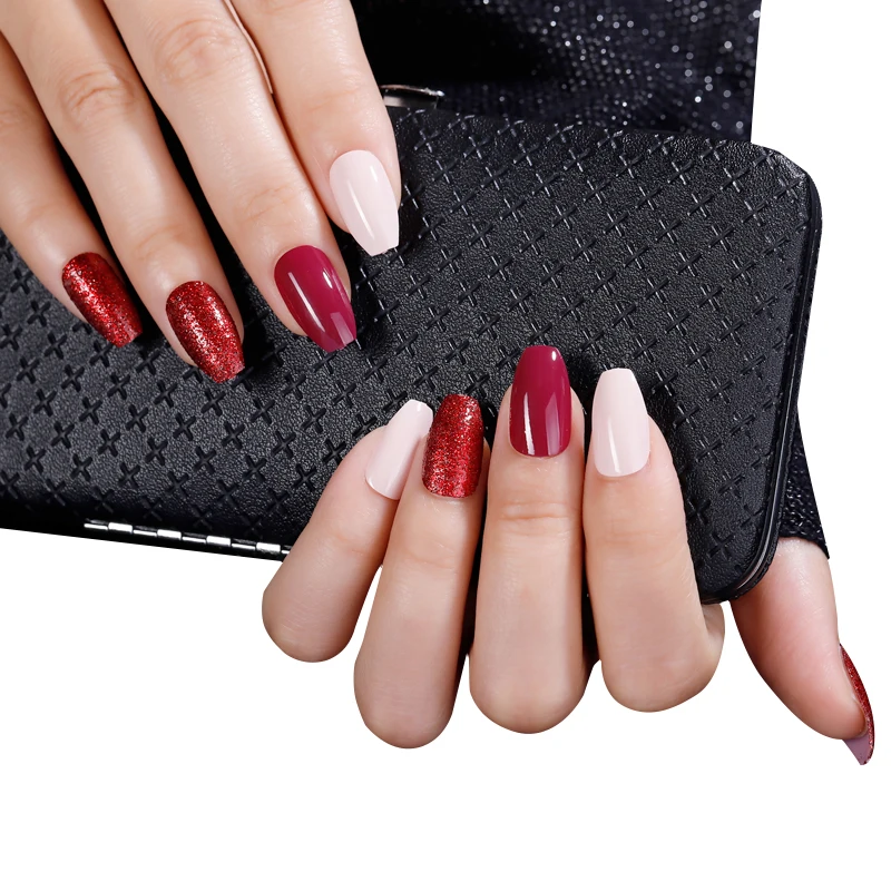 

Fashion wholesale nail vendor custom press nails private label acrylic fingernails Christmas nail art, Multi color