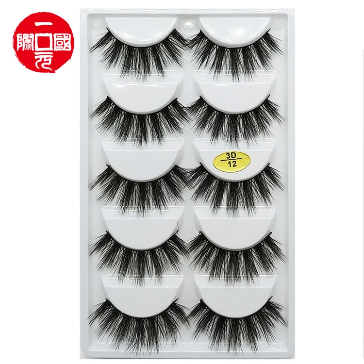 

Wholesale 3d mink natural full strip lashes custom lash book silk faux fluffy mink eyelashes package box vendors, Black color
