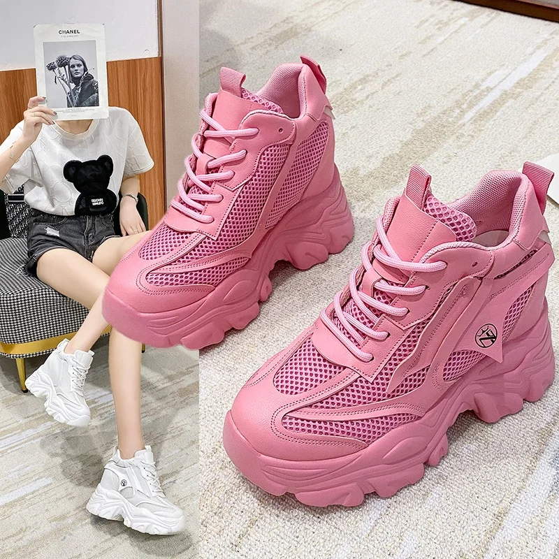 

Women Sneakers 2021 Breathable Casual Platform Shoes Dad Shoes Fashion New Thick Sport New Trends Custom Luxury Chaussures Femme, Black,white,pink