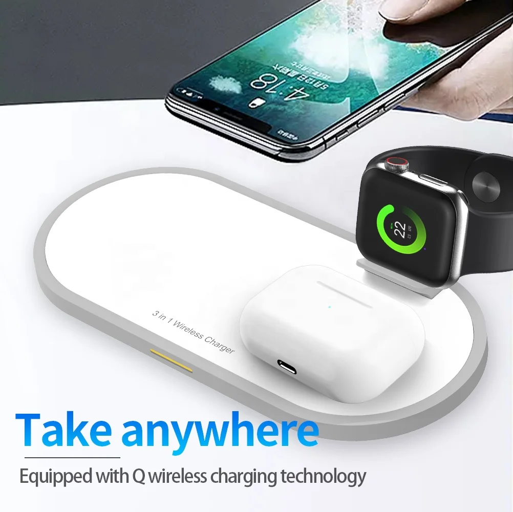 

Small three in one Wireless Charger Portable Applicable Earphone Watch Charger type-c Wireless charging Dock