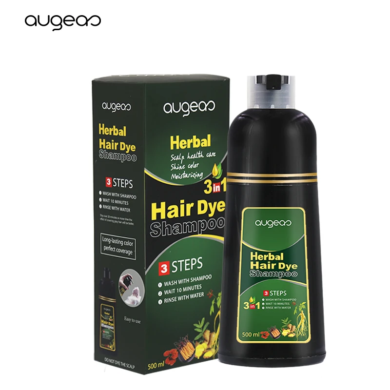 

wholesale manufacturer new brand best herbal care hair 500ml permanent ammonia free fast black herbal hair dye color shampoo