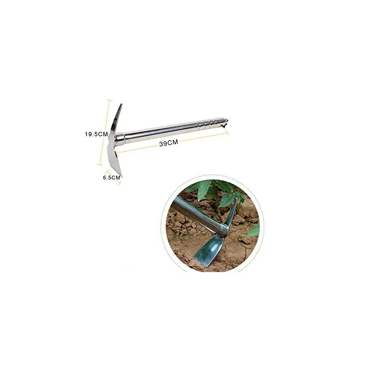 
Stainless Steel Garden Hoe Pick Multipurpose Hand Tool 15 Inch Gardening Cultivator Digging Weeding Seeding Turning Soil 