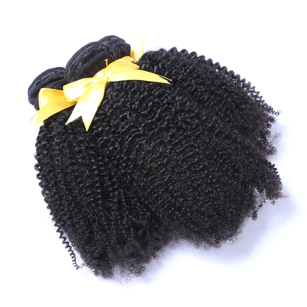 

CoolBella Mongolian Natural Afro Kinky Curly Bundles For Black Women 100% Human Hair Weave Extensions 4B 4C Remy Hair
