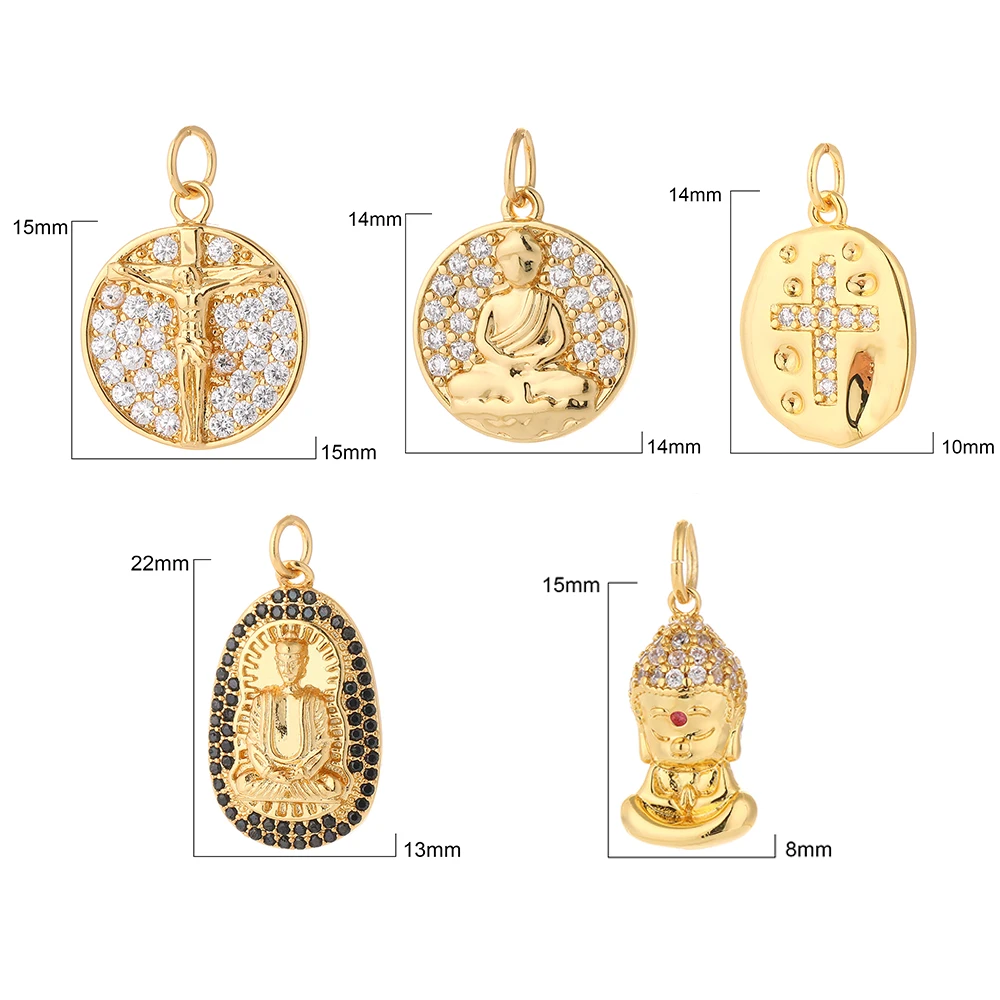 

Buddha Cross charms for jewelry making 18k gold plated Pendant Charms Earring Necklace Bracelet designer charms for diy bracelet