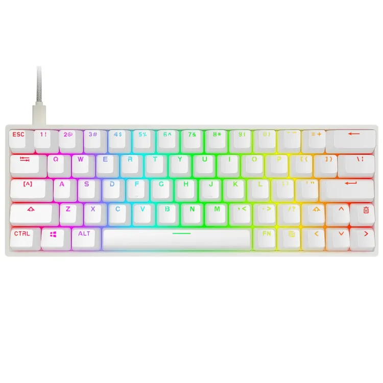 

Skylong hotswappable wireless customizable SK64S GK64S Gateron optical switch 64keys gaming mechanical 60% keyboard, Black/ white