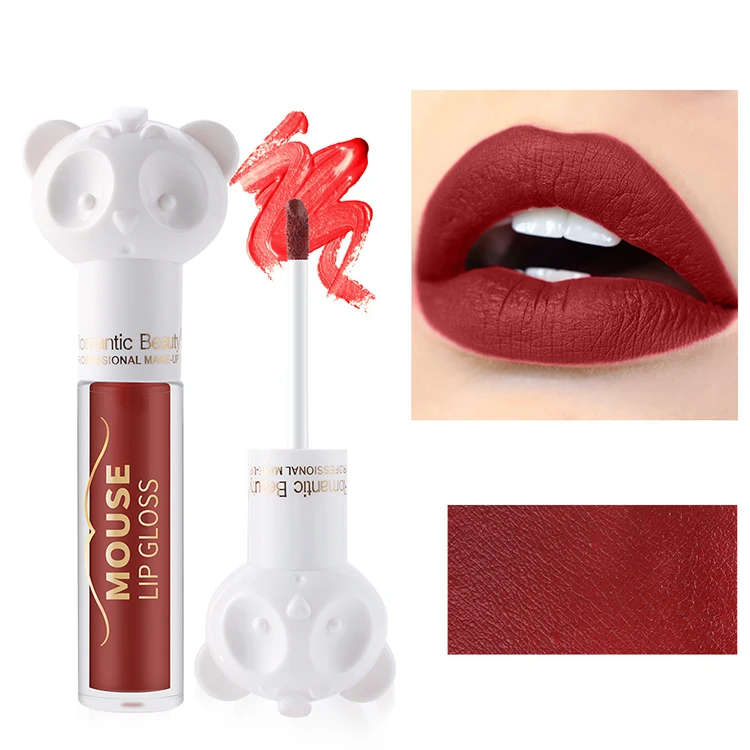 

Wholesale multi color liquid lipstick with creative bear lip gloss tubes velvet cute lip gloss