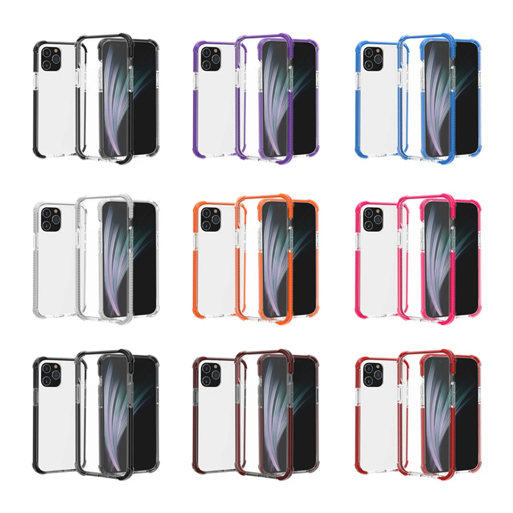 

Best Selling Corner Airbags Color Bumper Cover TPU Acrylic TPE Hard Phone Case for iPhone 11 12 13 Pro Max Clear Casing