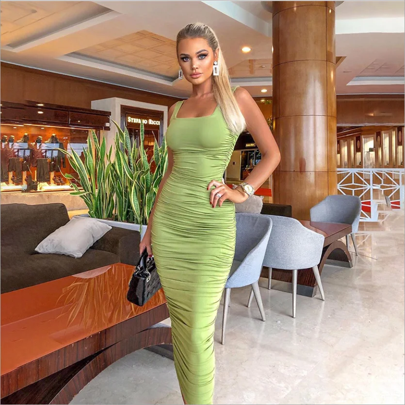

2021 new fashion women's skirts pleated vest slim casual dress
