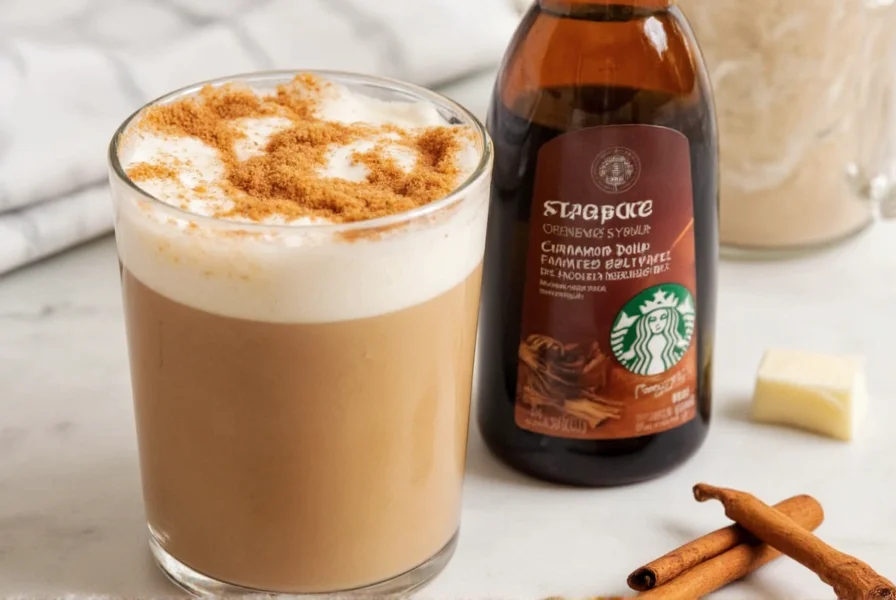 Homemade cinnamon dolce syrup in glass bottle with cinnamon sticks