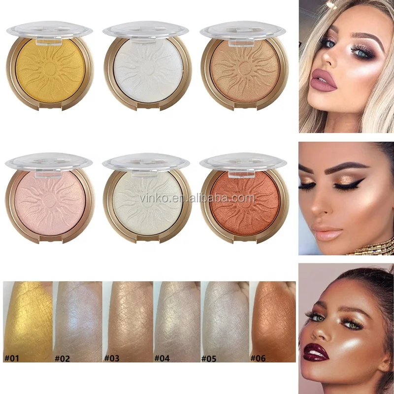 Glow Shimmer Private Label Face Golden Baked Pressed Powder Makeup Highlighter