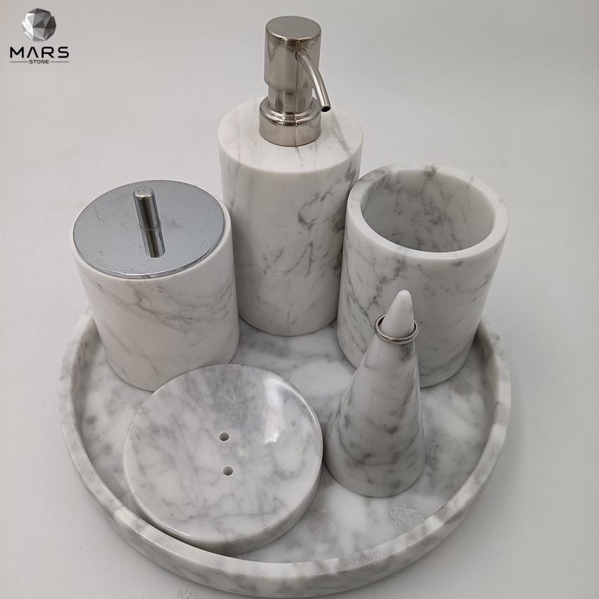

Hotel Modern Style 6 Pieces Natural Marble Bathroom Accessories Set For Bathroom