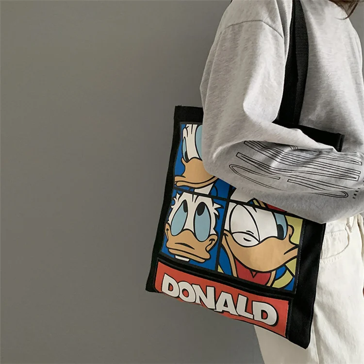 

Wholesale Eco Friendly Custom Logo Recycling Reusable Cartoon Korean Tote Bag Shoulder Canvas Tote Bag, Customized color