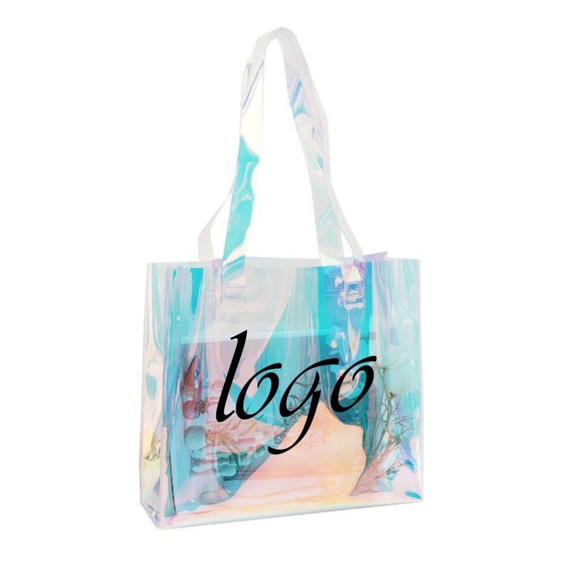 

Iridescent PVC Beach Bag Clear Shopping Plastic Packaging Tote PVC Bag