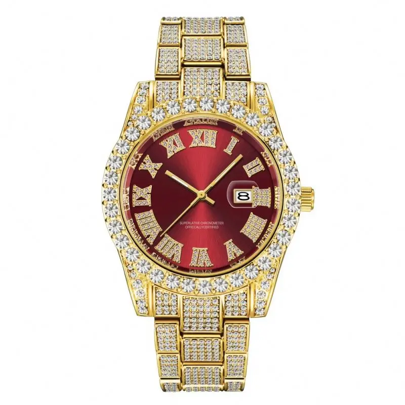 

Fully Wristwatch For Men Jewelry 14K Watches Rose Gold Watch Brands Luxury Rhinestone Females Branded Diamond Face Full