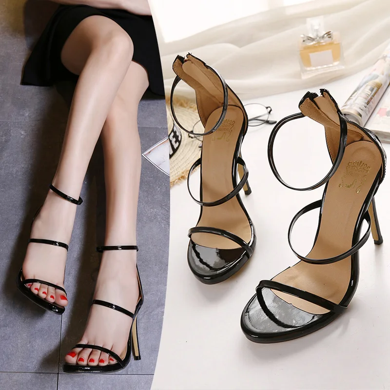 

2022 new European and American trade versatile high-heeled sandals, Pu 4-color, size 40