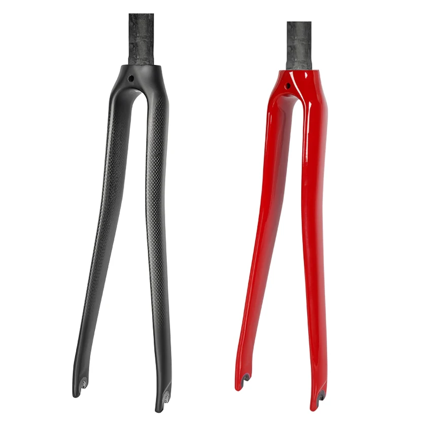 

3K / 12K / UD / red / white v brake bicycle fork rigid road bike roadbike 700c carbon fork, Dull / bright