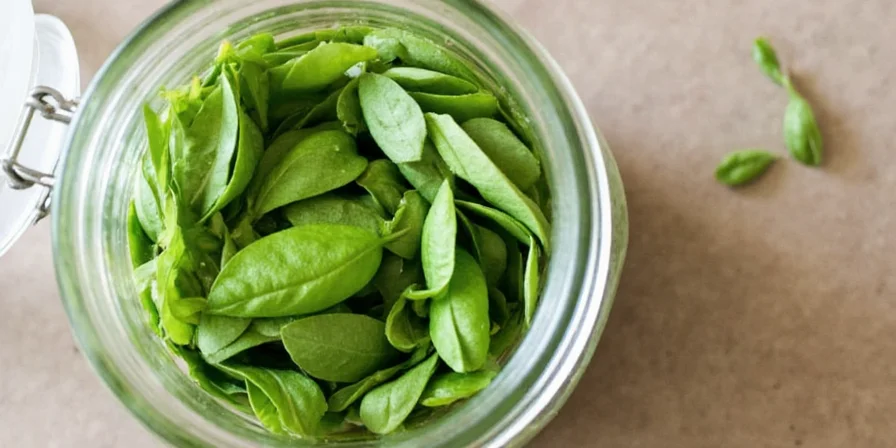 Fresh basil oil being poured over pasta