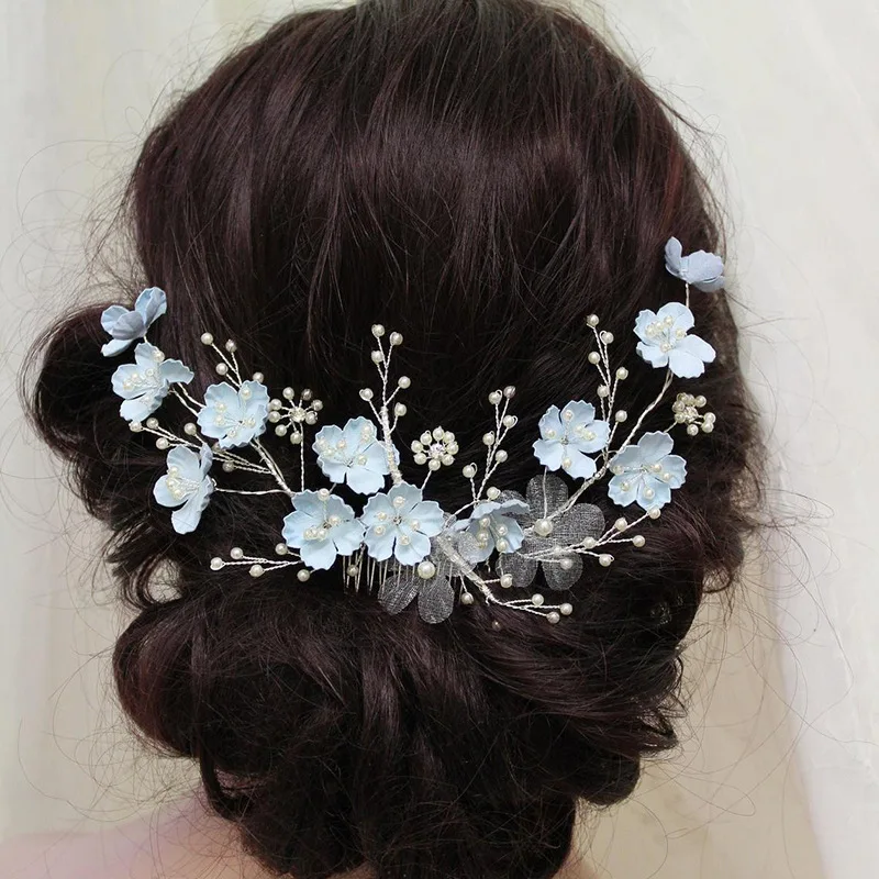 Bridal flower headdress handmade pearl hair comb hair jewelry accessories