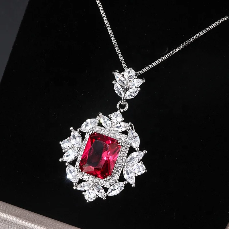 

Luxury Ruby Gemstone Wedding Engagement Fine Jewelry Vintage Pendant Necklace