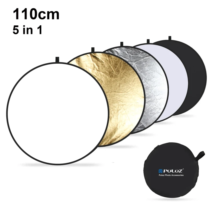 

Camera Accessories PULUZ 110cm 5 in 1 (Silver / Translucent / Gold / White / Black) Folding Photo Studio Reflector Board