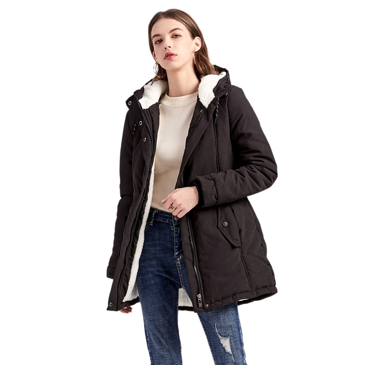 

Autumn/winter New Warm Cotton-padded Jacket For Women With Extra Thickness And Velvet For Women With Casual Hoode, Red, khaki, green, black, pink,yellow, white, blue, gray, skin, coffee