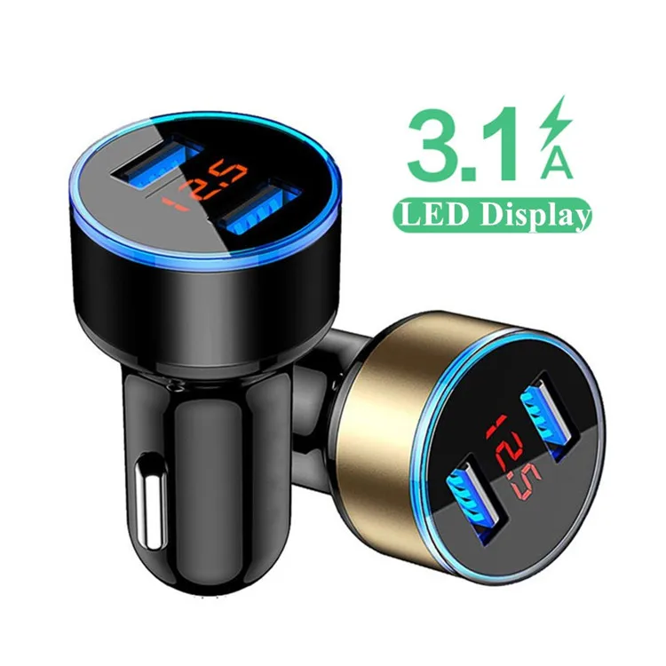 

3.1A LED Display USB Phone Charger Car Charger for Xiaomi Samsung For iPhone 11 Pro 7 8 Plus